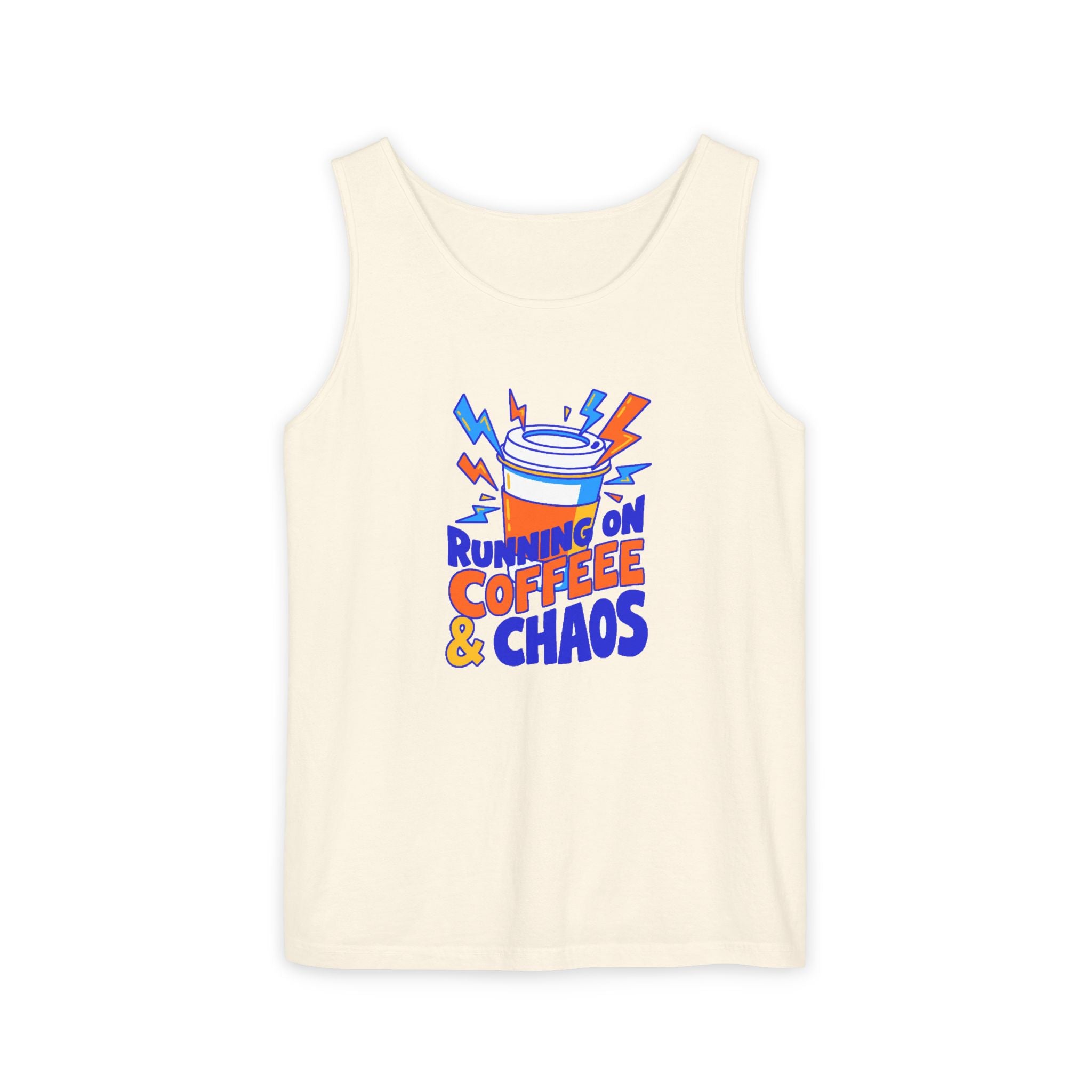 Running on Coffee & Chaos Tank Top | Comfort Colors Garment-Dyed