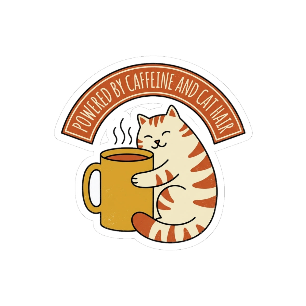 Cat Coffee Powered by Caffeine — Sticker