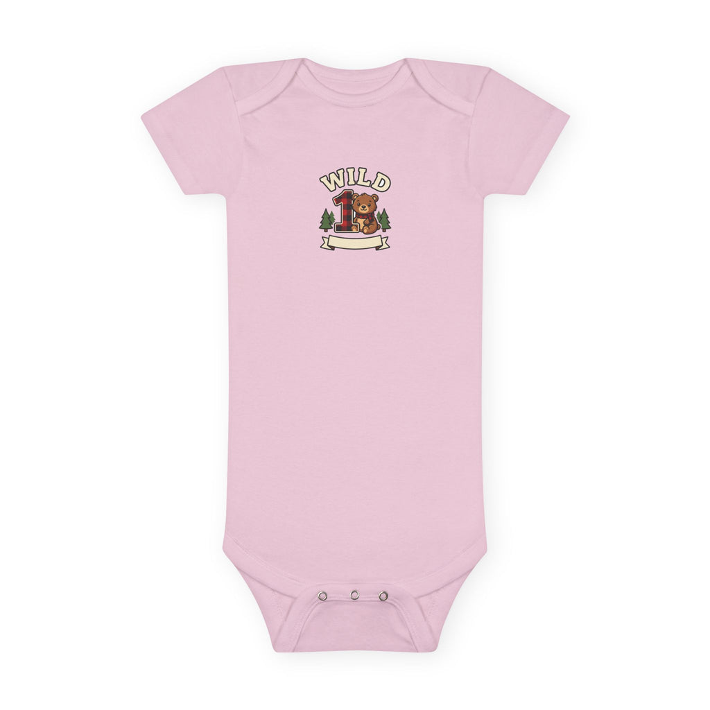 Wild One 1st Birthday Baby Bodysuit Plaid Bear Outfit