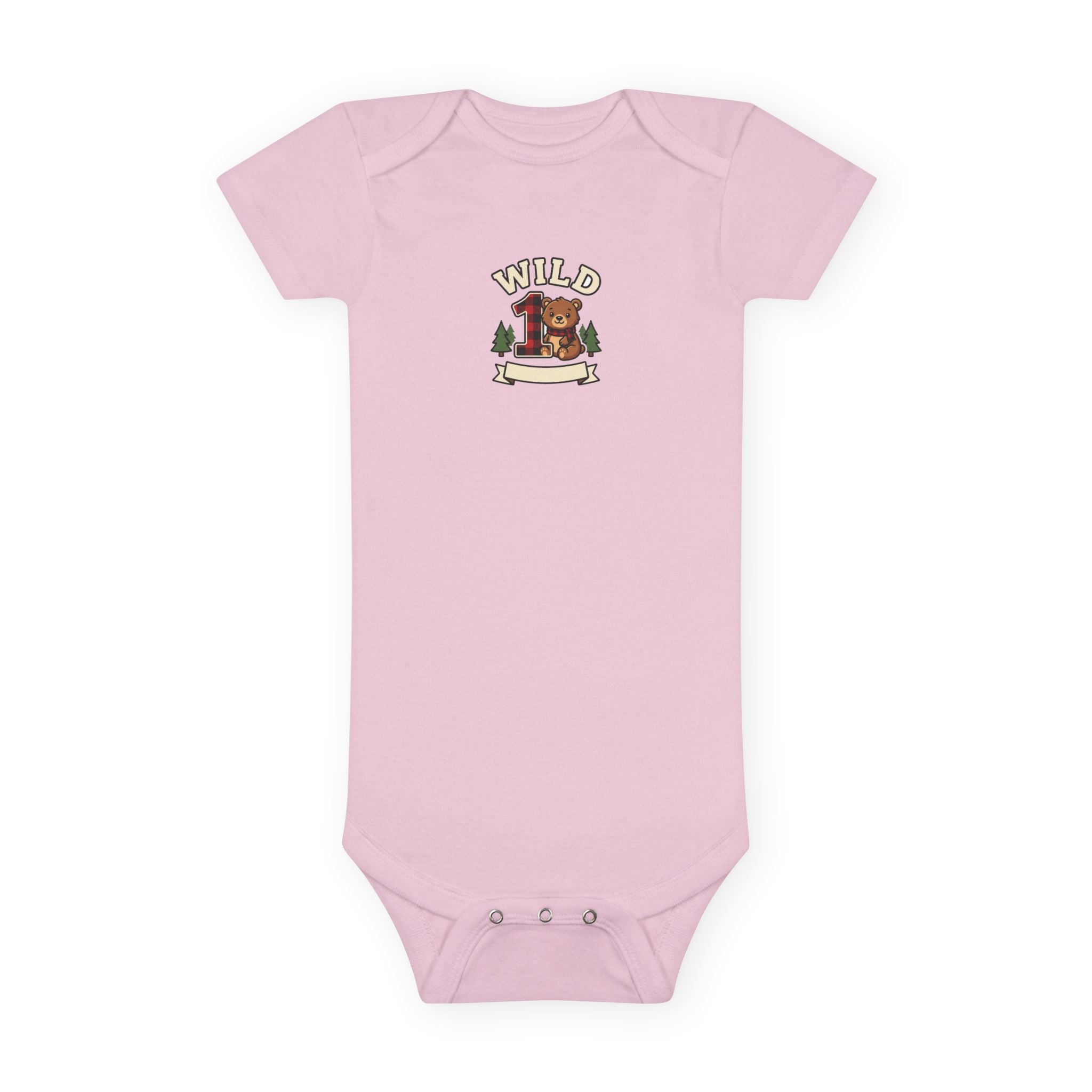 Wild One 1st Birthday Baby Bodysuit Plaid Bear Outfit
