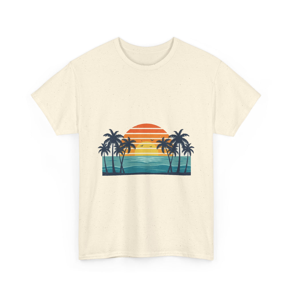 Retro Beach Sunset Tee | Vintage Palms & Ocean Summer Shirt