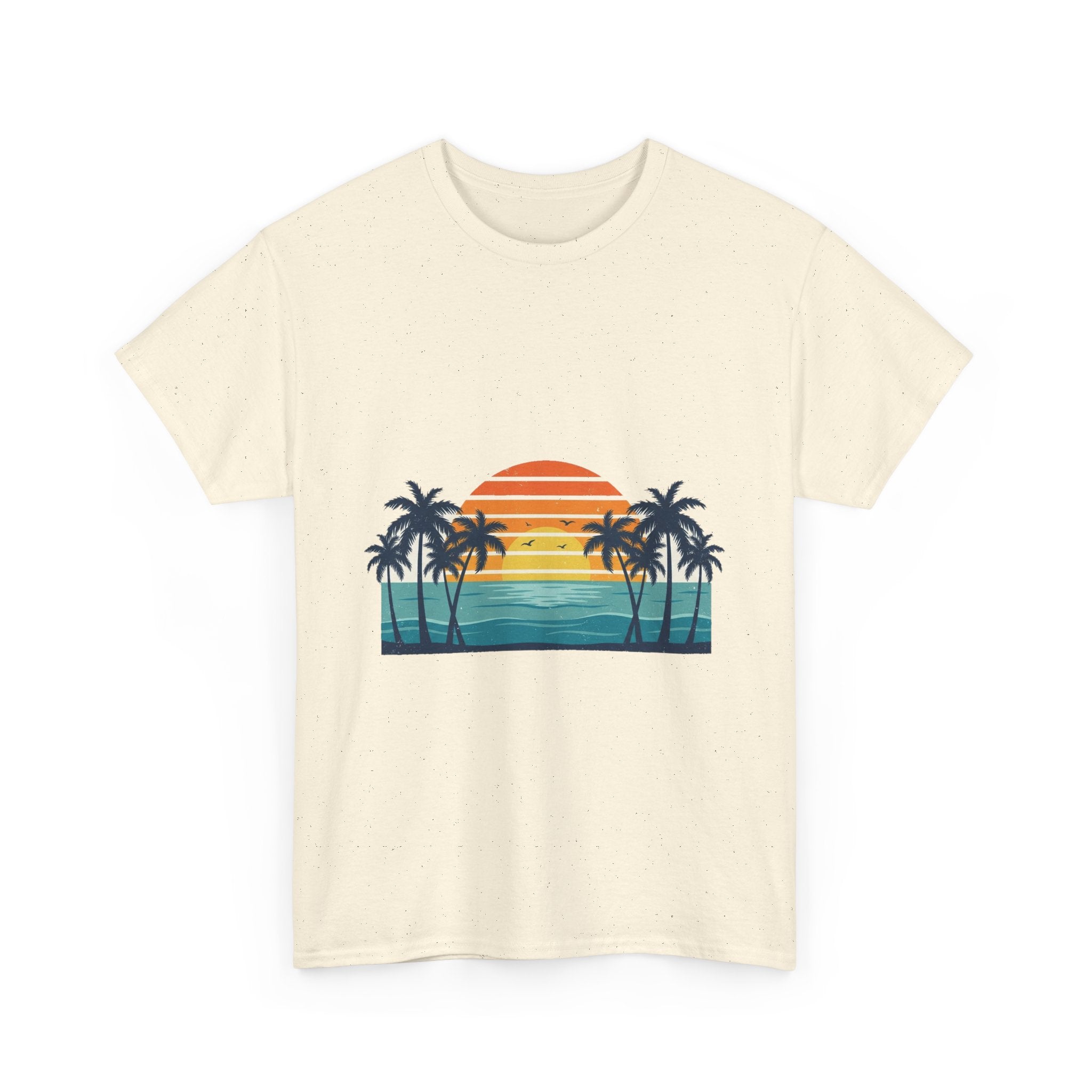 Retro Beach Sunset Tee | Vintage Palms & Ocean Summer Shirt