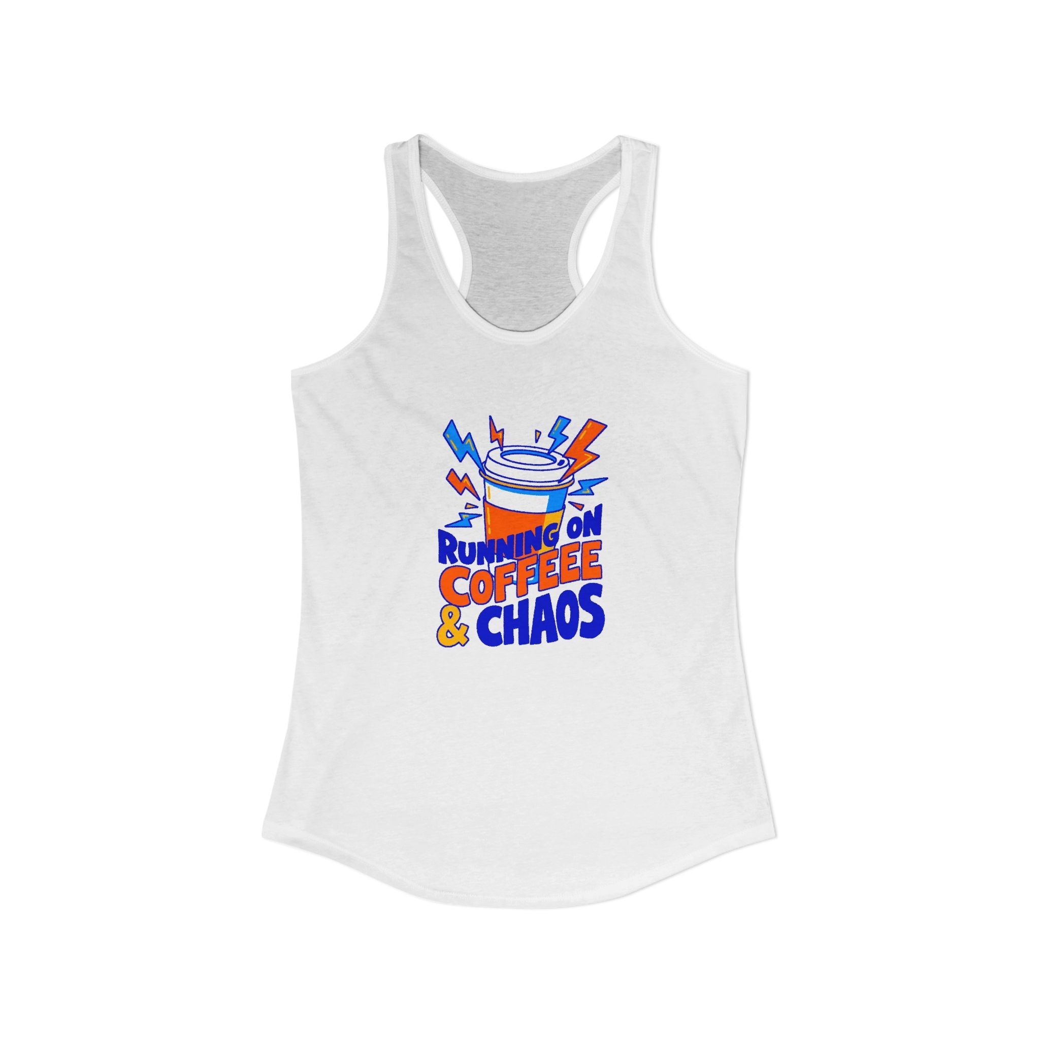 Running on Coffee & Chaos Women's Racerback Tank | Funny Coffee Lover Tank Top