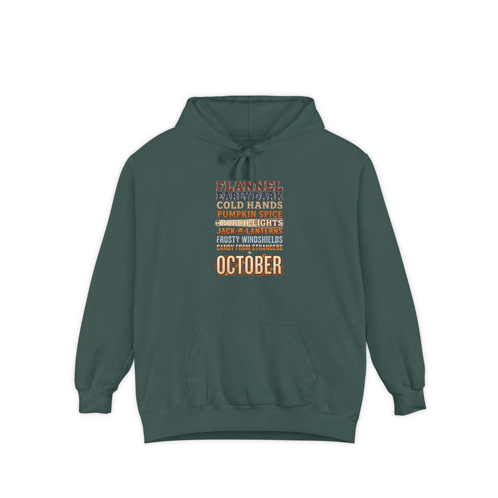 October Hoodie | Flannel Early Dark Cold Hands Fall List | Comfort Colors Garment Dyed