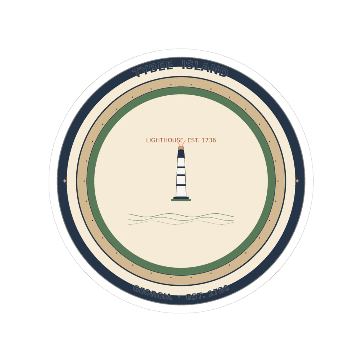 Tybee Island Sticker | Tybee Lighthouse Badge | Georgia Est. 1736