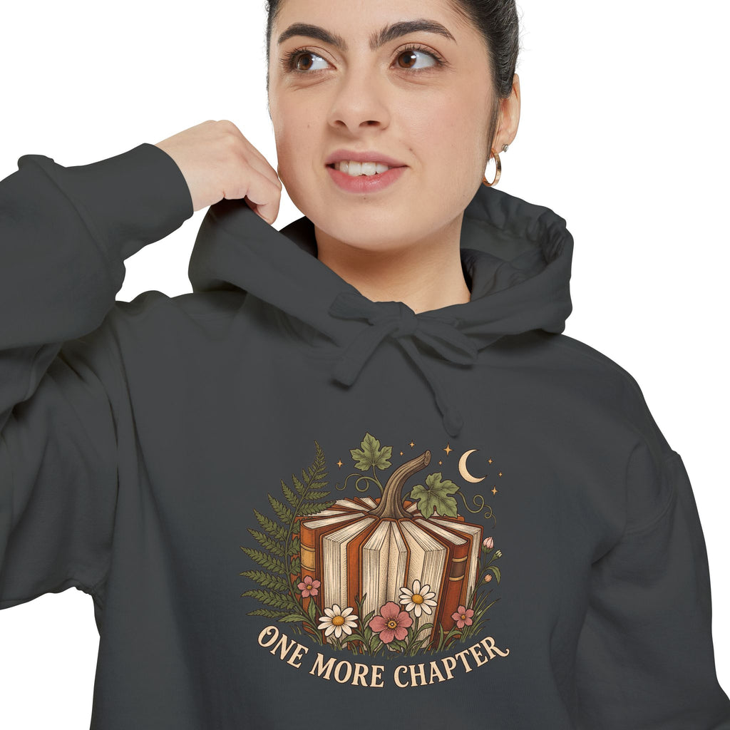 Book Lover Hoodie | One More Chapter Autumn Reading Art | Comfort Colors Garment Dyed