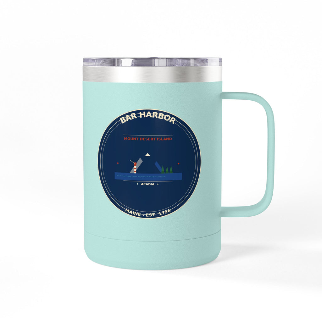 Bar Harbor Maine Travel Mug | Acadia Vintage Badge 15oz Travel Mug