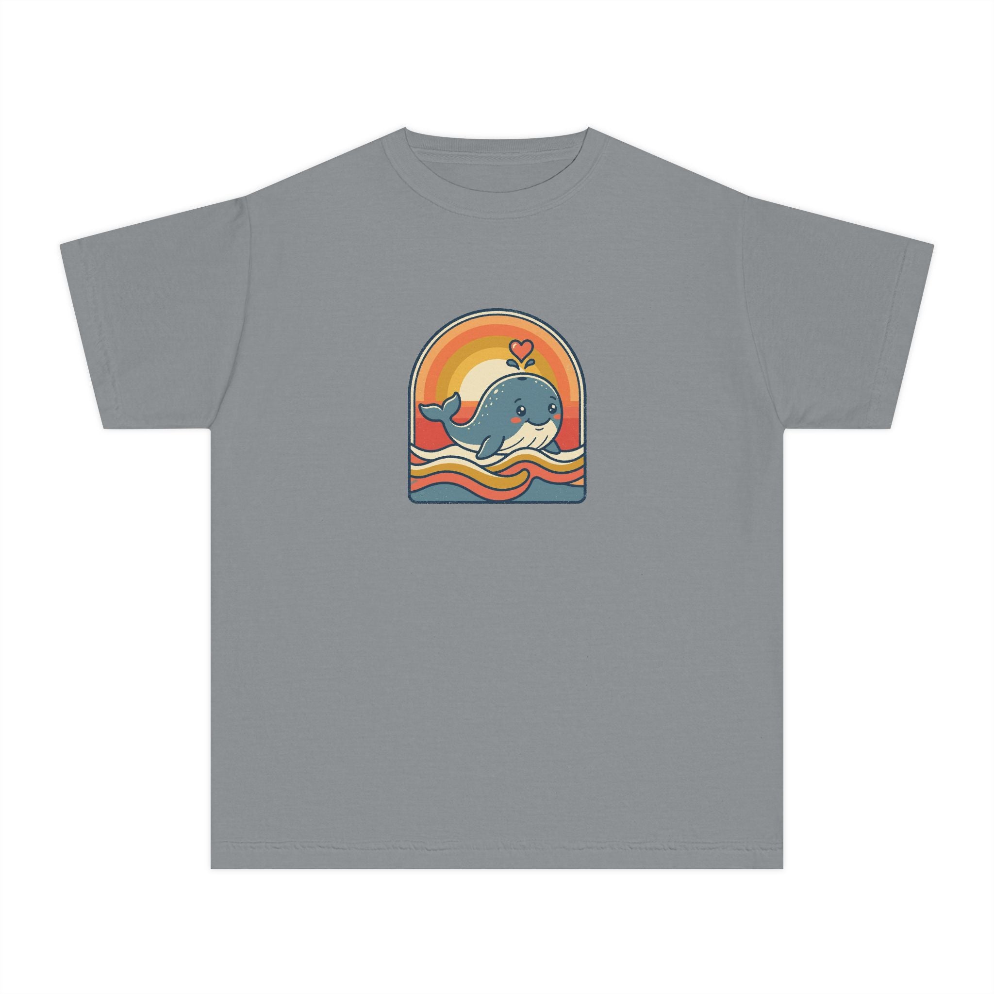 Whale Youth Shirt Retro Heart Comfort Colors Beach Tee