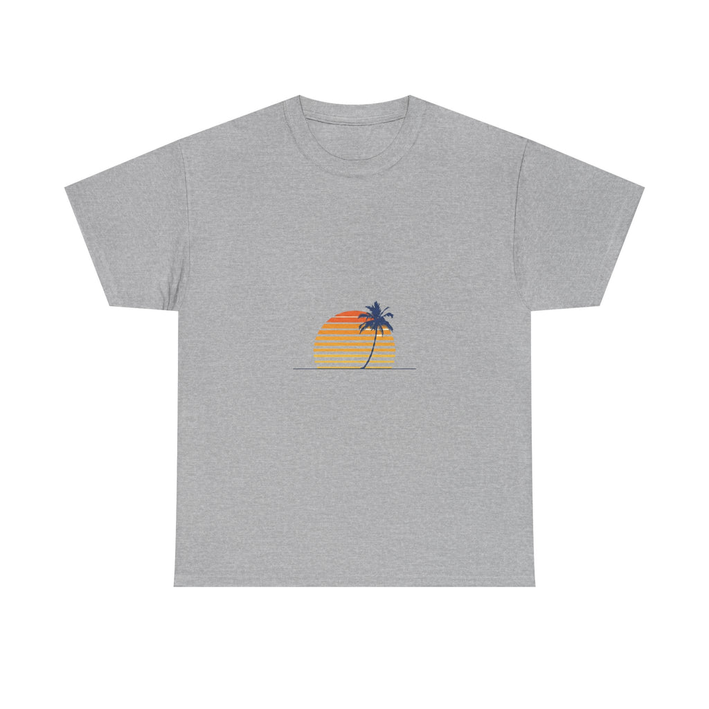 Retro Palm & Sunset Tee | Minimalist Vintage Beach Summer Shirt