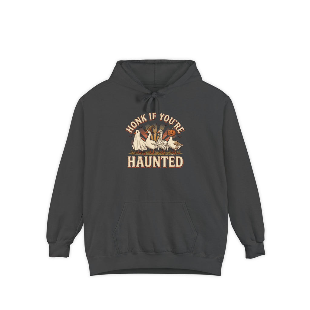 Funny Halloween Hoodie | Honk If You're Haunted Goose Art | Comfort Colors Garment Dyed