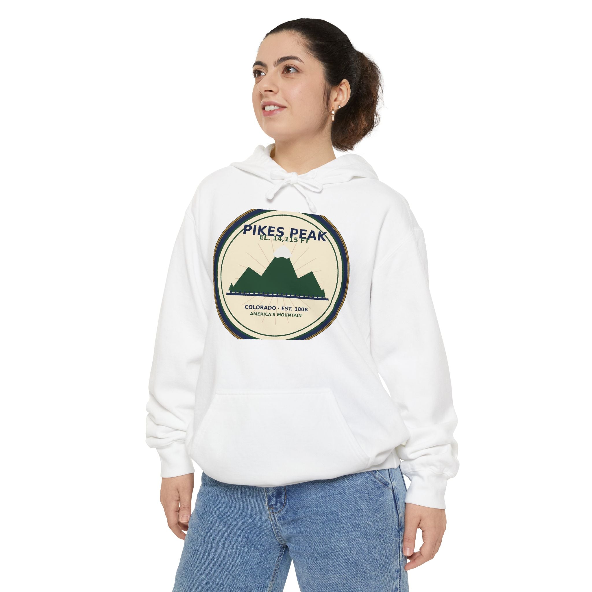 Pikes Peak Mountain Badge Hoodie | Vintage Colorado Sweatshirt
