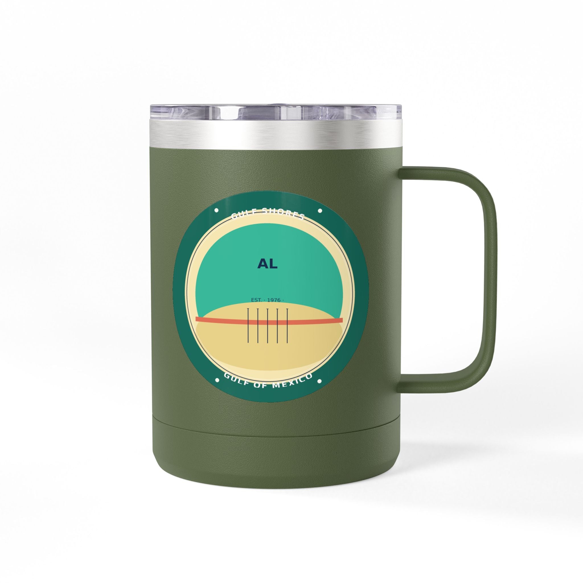 Gulf Shores Alabama 15oz Travel Mug | Coastal Badge Art