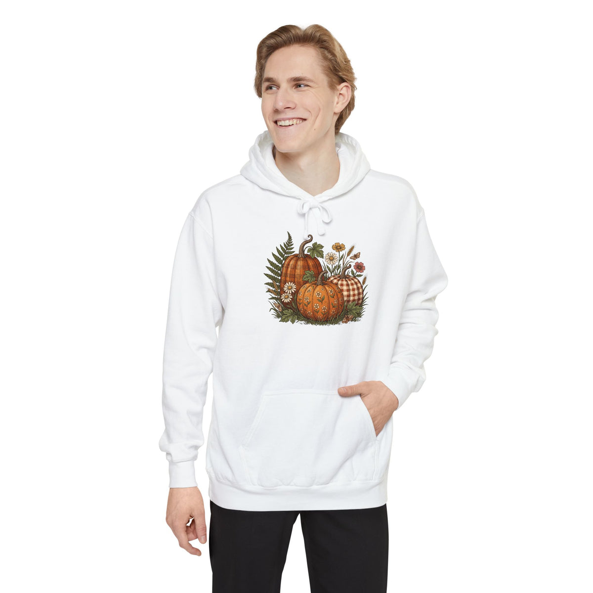 Pumpkin Hoodie | Vintage Patterned Cottagecore Fall Art | Comfort Colors Garment Dyed