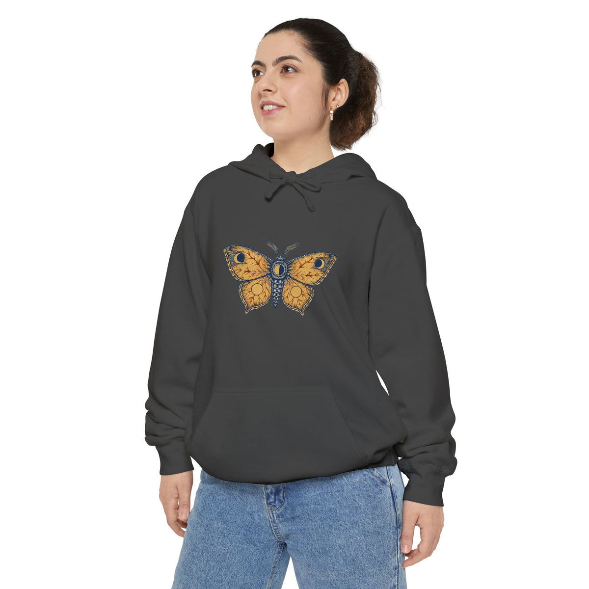 Celestial Moth Hoodie | Vintage Engraved Luna Moth Art | Comfort Colors Garment Dyed