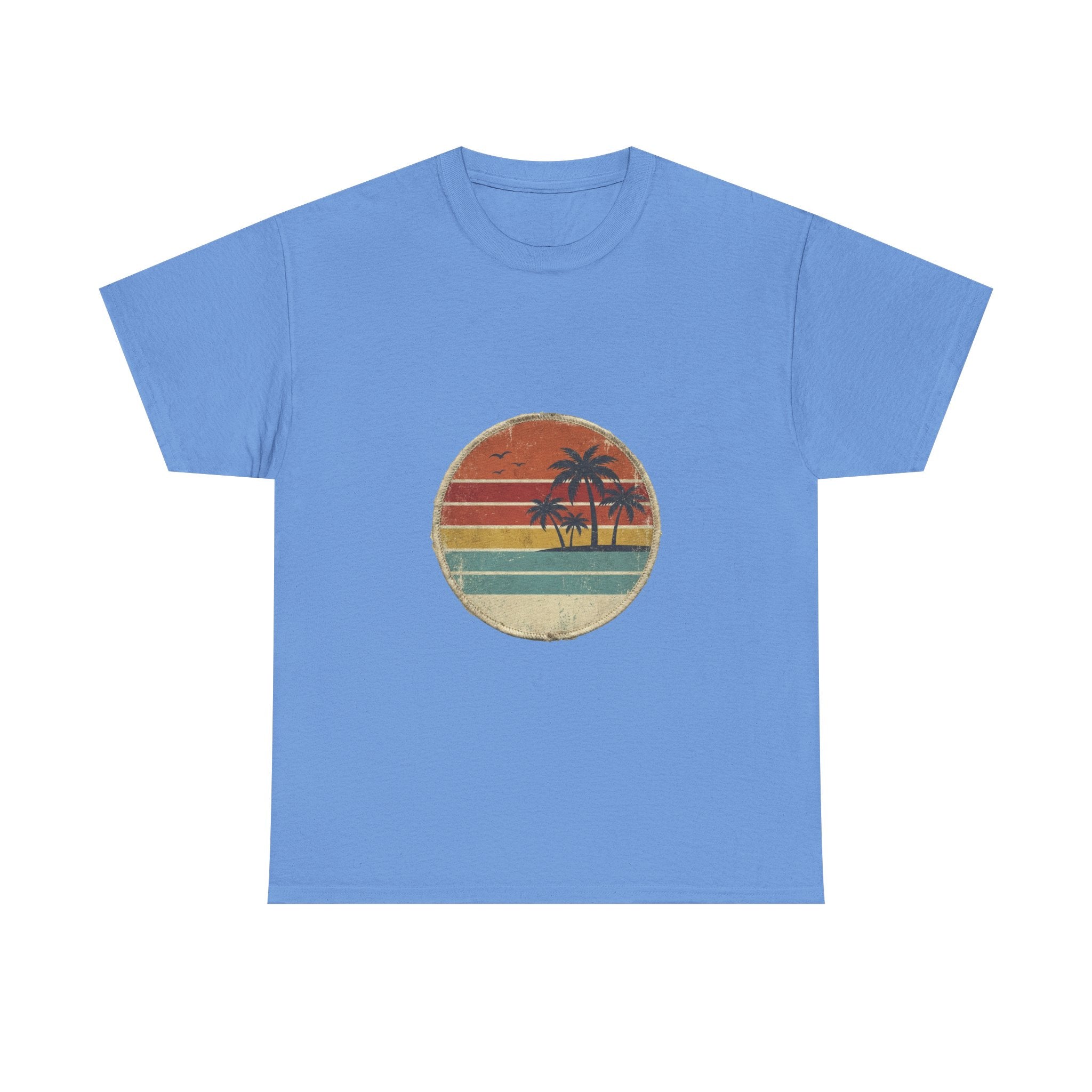 Retro Sunset Circle Tee | Vintage Beach Badge Summer Shirt