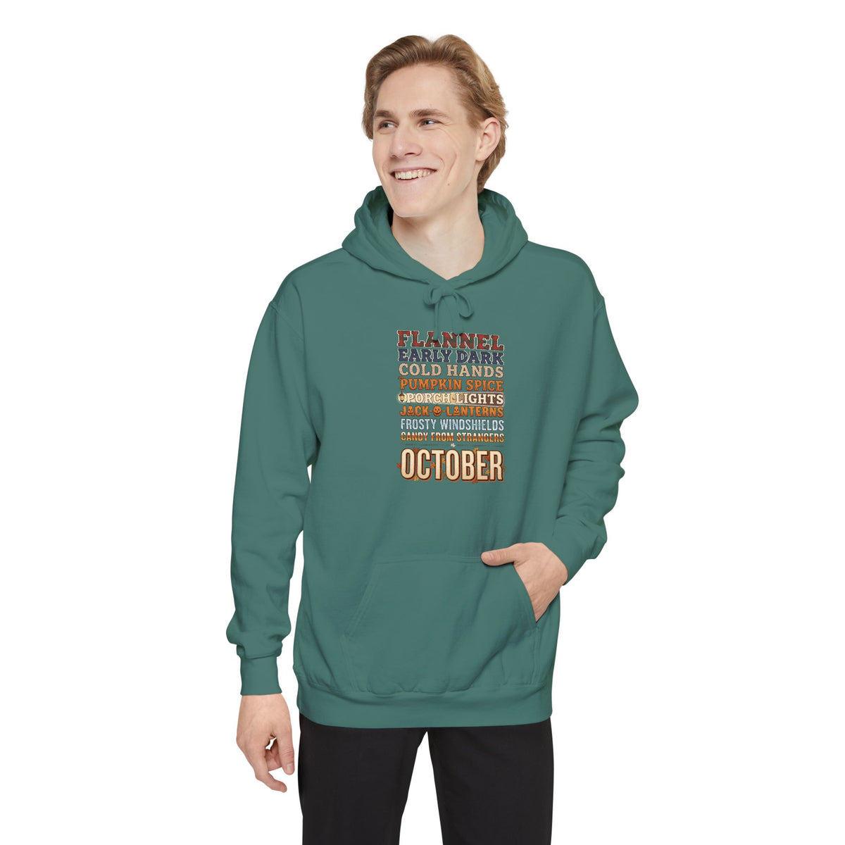 October Hoodie | Flannel Early Dark Cold Hands Fall List | Comfort Colors Garment Dyed