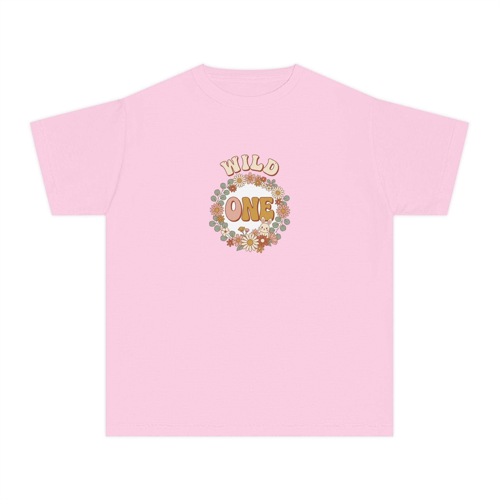 Wild One Birthday Youth Shirt Boho Bunny Comfort Colors
