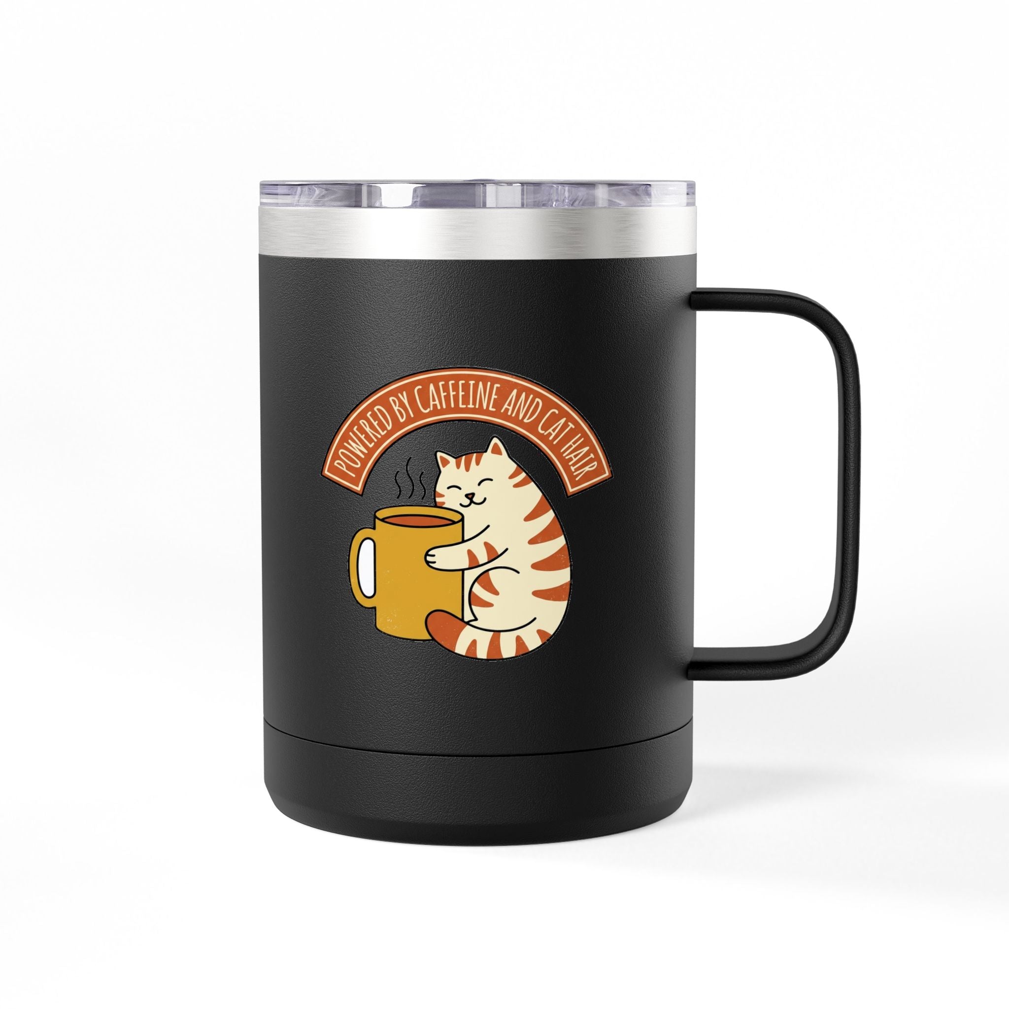Cat Coffee Powered by Caffeine — 15oz Travel Mug