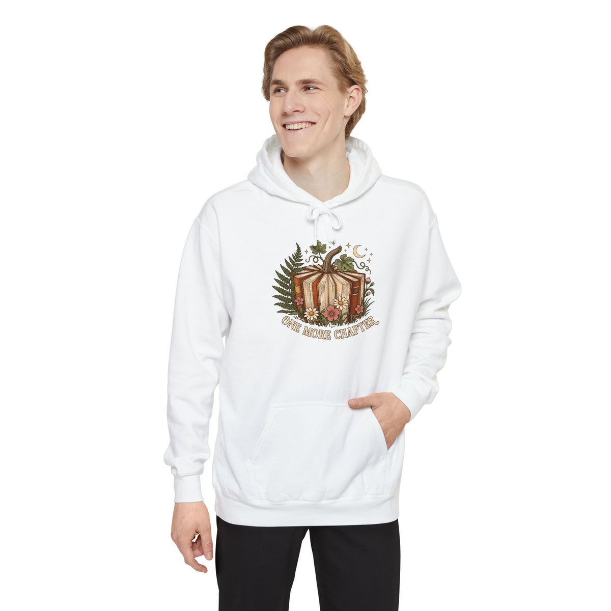 Book Lover Hoodie | One More Chapter Autumn Reading Art | Comfort Colors Garment Dyed