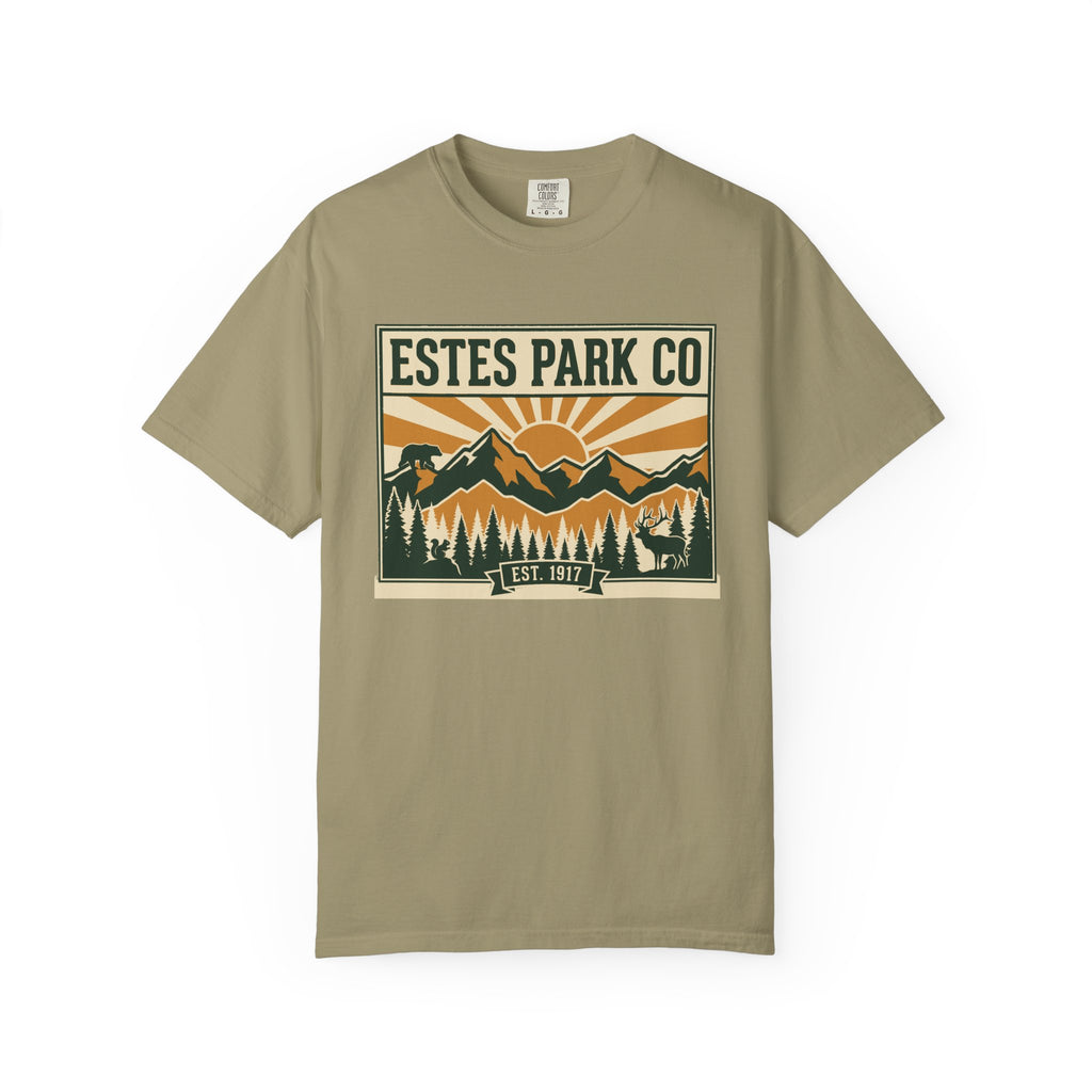 Estes Park CO Hidden Wildlife Tee | Forest Green EST. 1917 | Comfort Colors