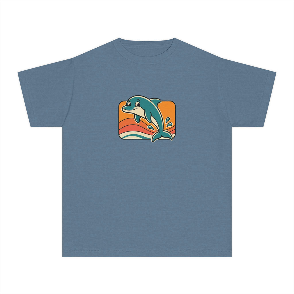 Dolphin Youth Shirt Retro Sunset Comfort Colors Beach Tee