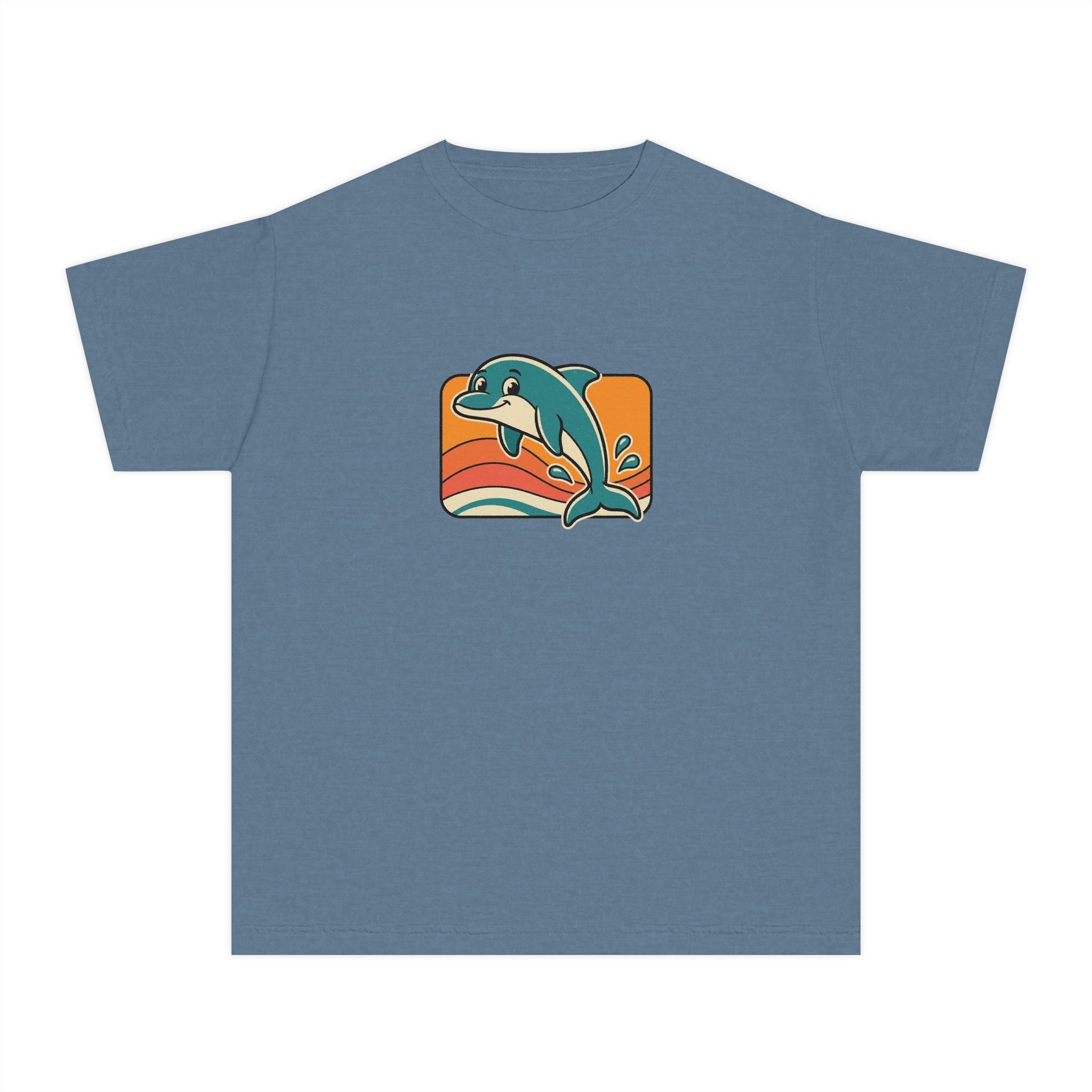 Dolphin Youth Shirt Retro Sunset Comfort Colors Beach Tee