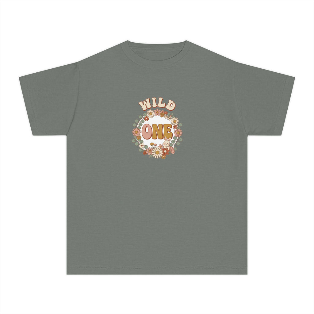 Wild One Birthday Youth Shirt Boho Bunny Comfort Colors