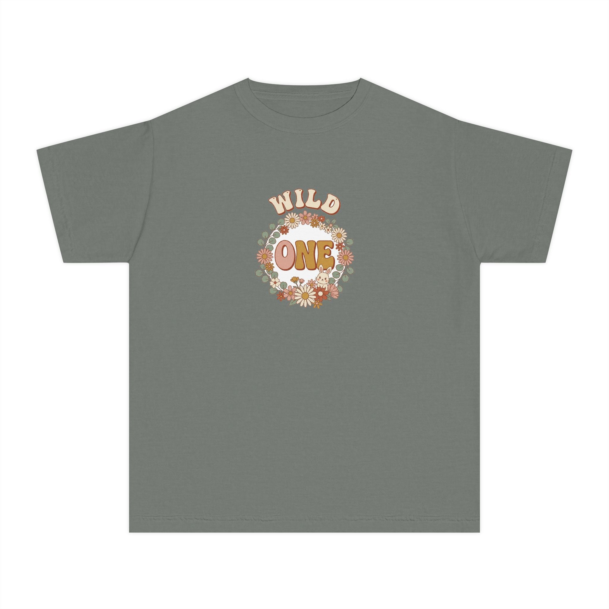 Wild One Birthday Youth Shirt Boho Bunny Comfort Colors
