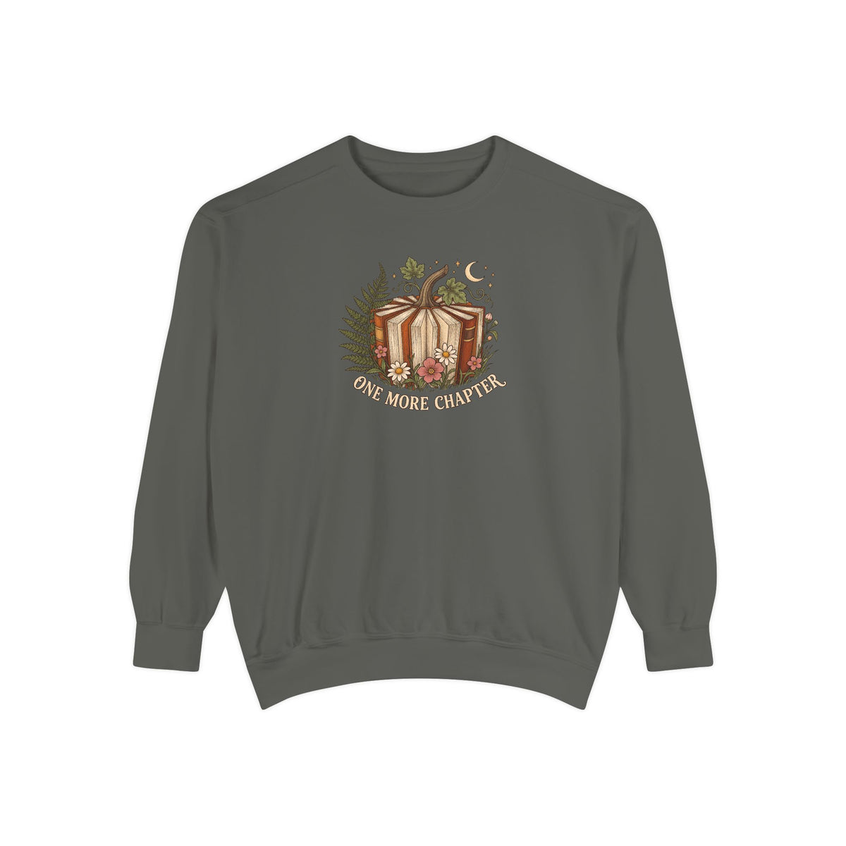 Book Lover Crewneck Sweatshirt | One More Chapter Autumn Reading Art | Comfort Colors Garment Dyed