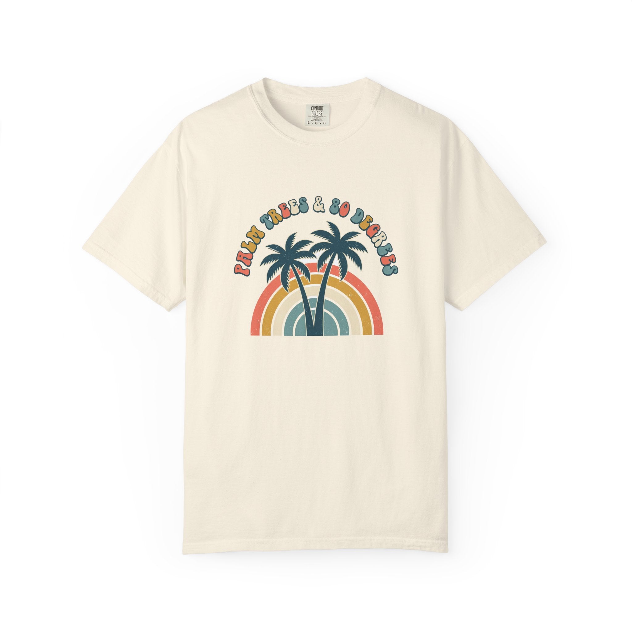 Palm Trees & 80 Degrees Tee | Retro Rainbow Summer Shirt | Comfort Colors