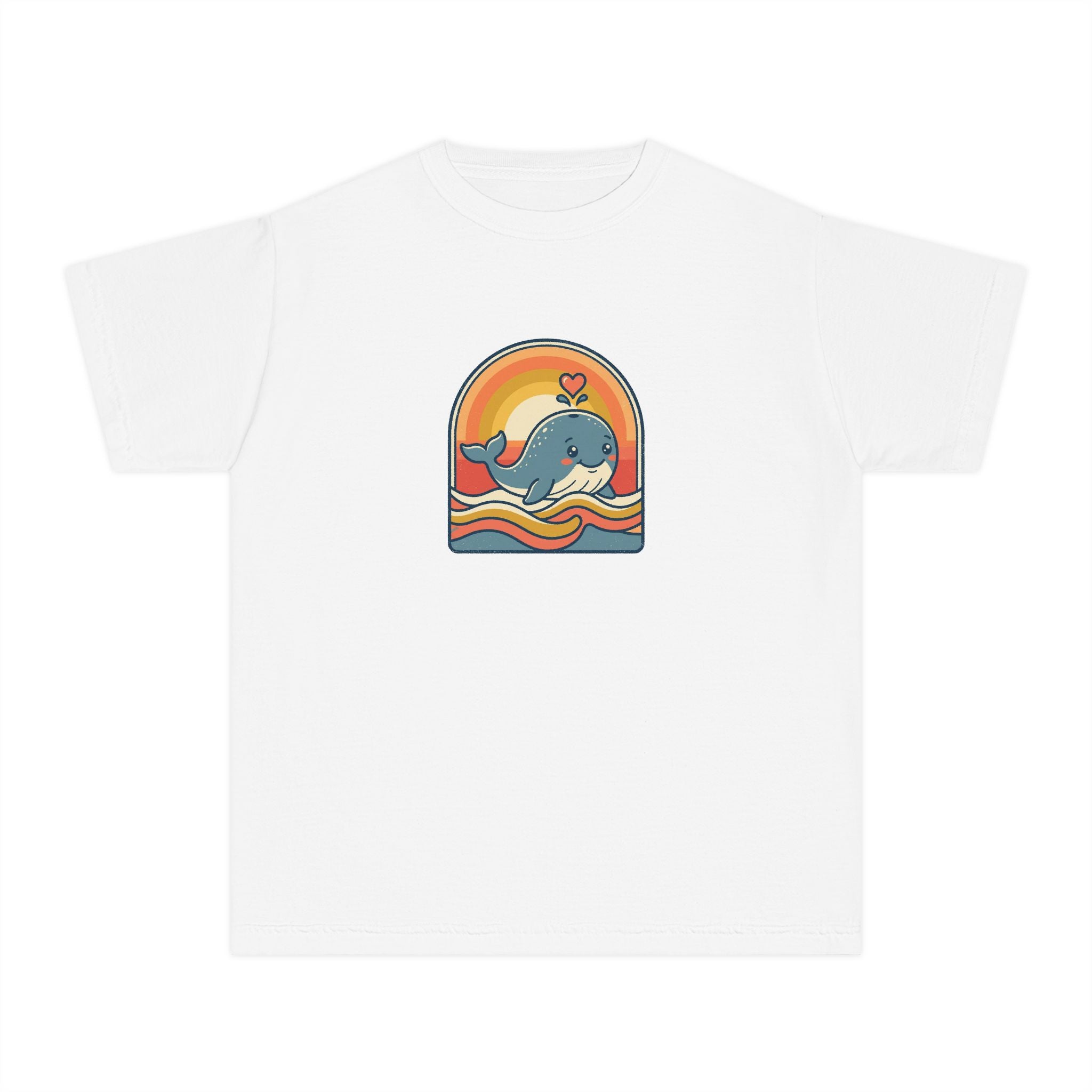 Whale Youth Shirt Retro Heart Comfort Colors Beach Tee