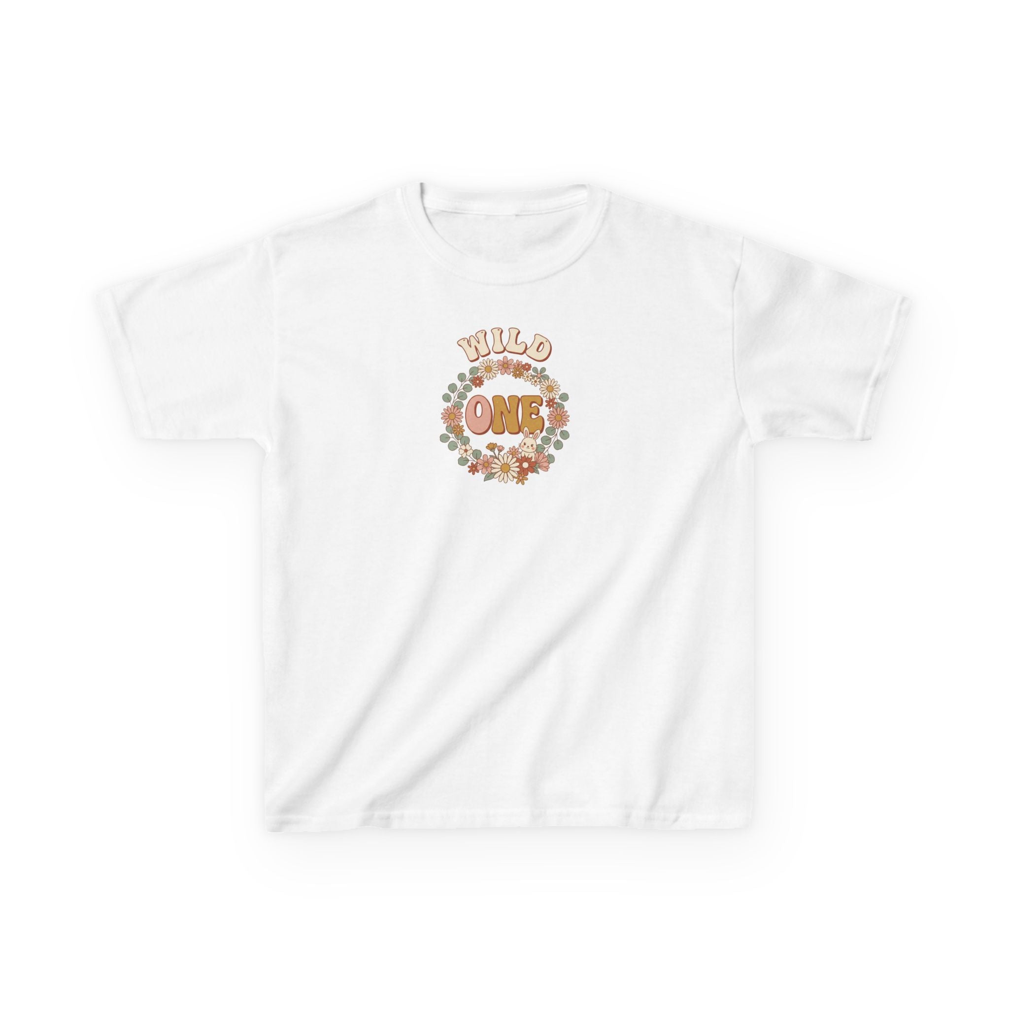 Wild One 1st Birthday Shirt Boho Floral Bunny Kids Tee