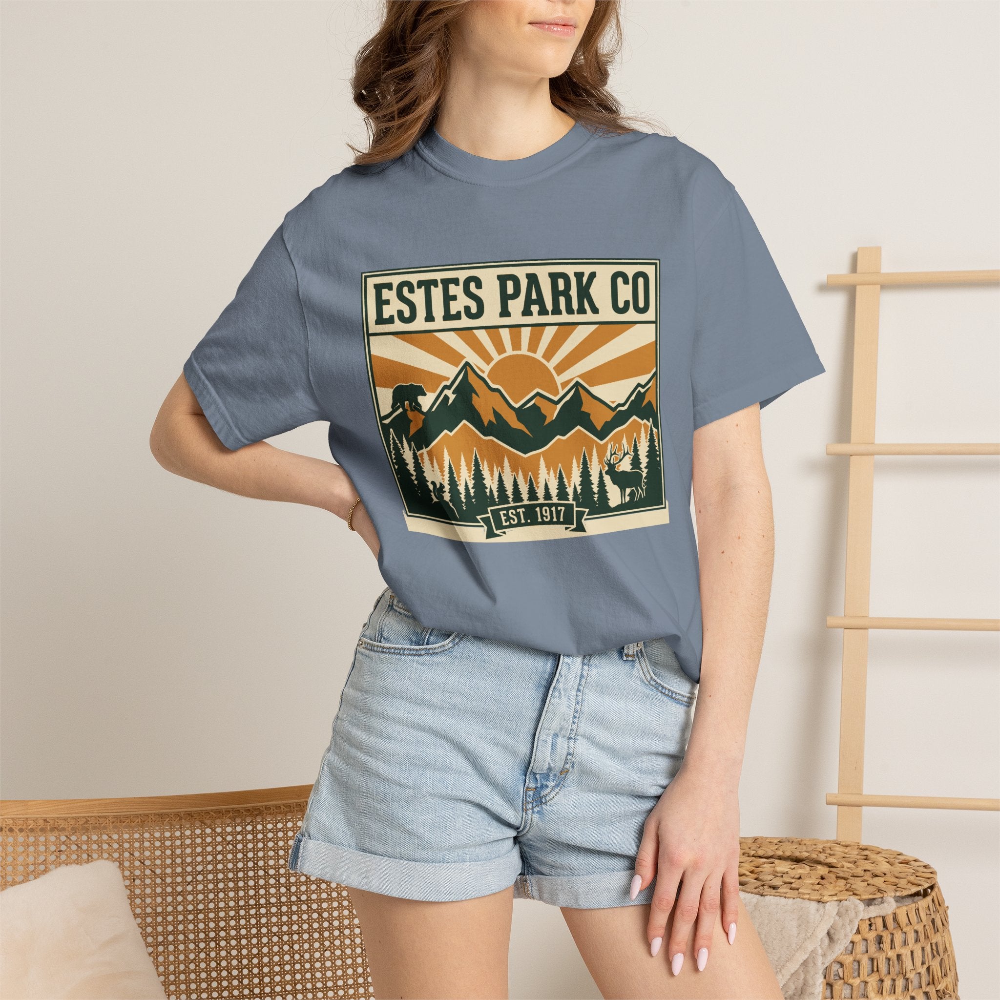 Estes Park CO Hidden Wildlife Tee | Forest Green EST. 1917 | Comfort Colors