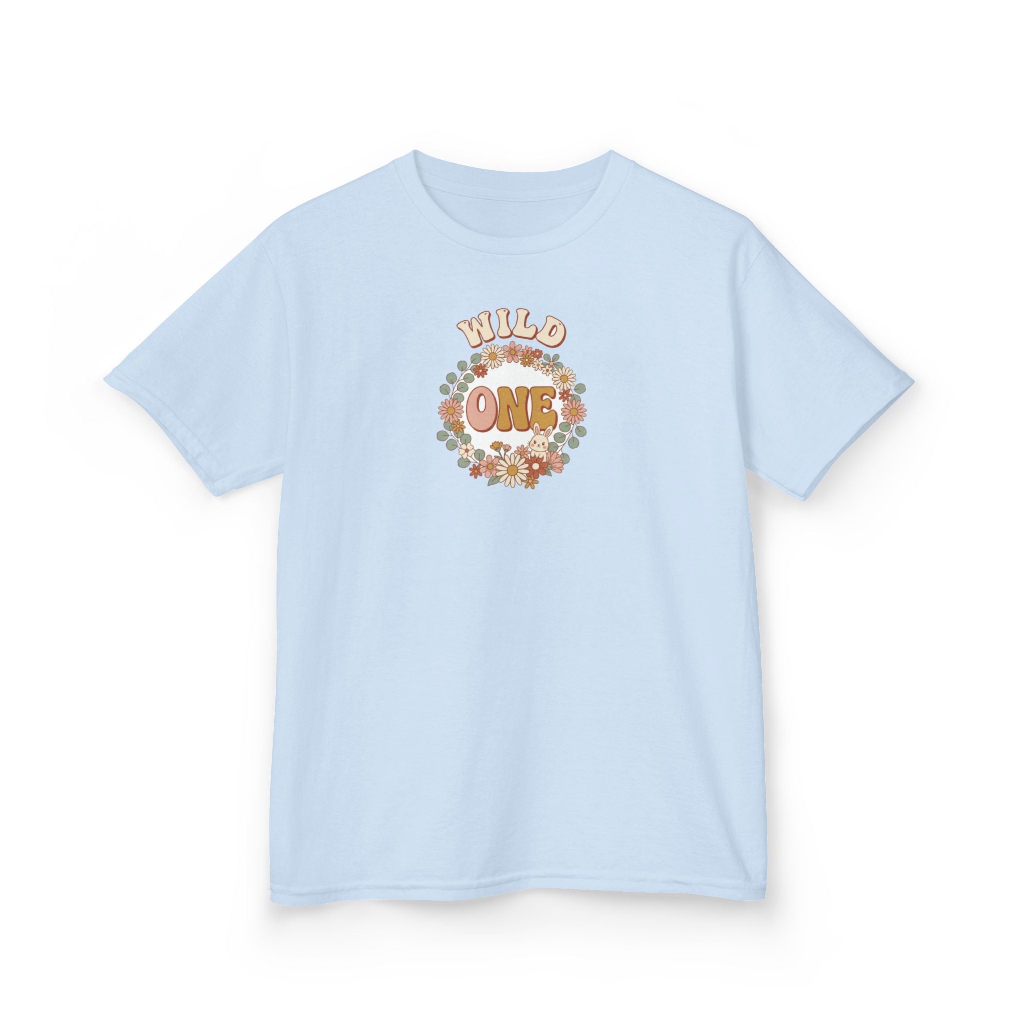 Wild One 1st Birthday Shirt Boho Floral Bunny Kids Tee