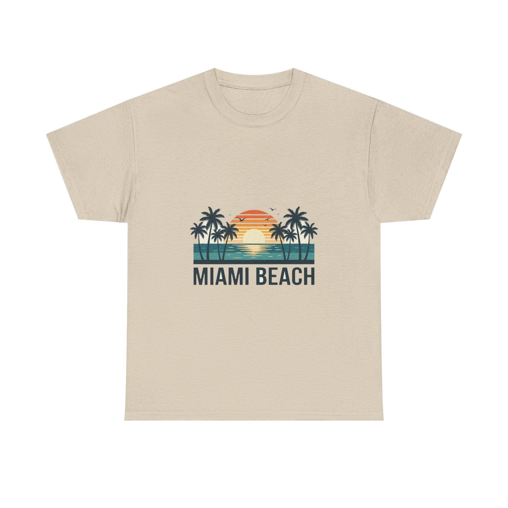 Miami Beach Retro Tee | Vintage Sunset & Palms Summer Shirt