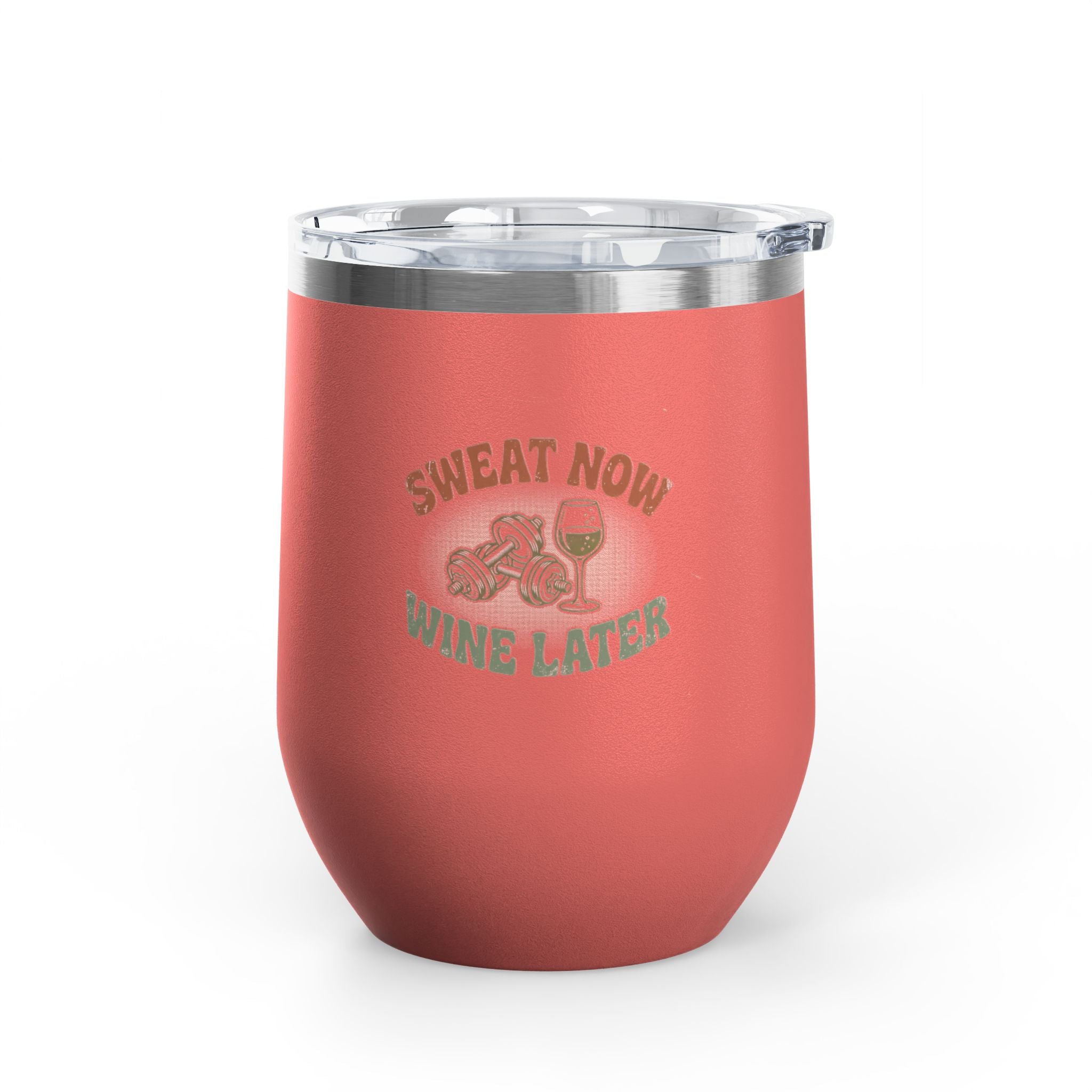 Sweat Now Wine Later Wine Tumbler — 12oz Insulated | Funny Gym &amp; Wine Gift
