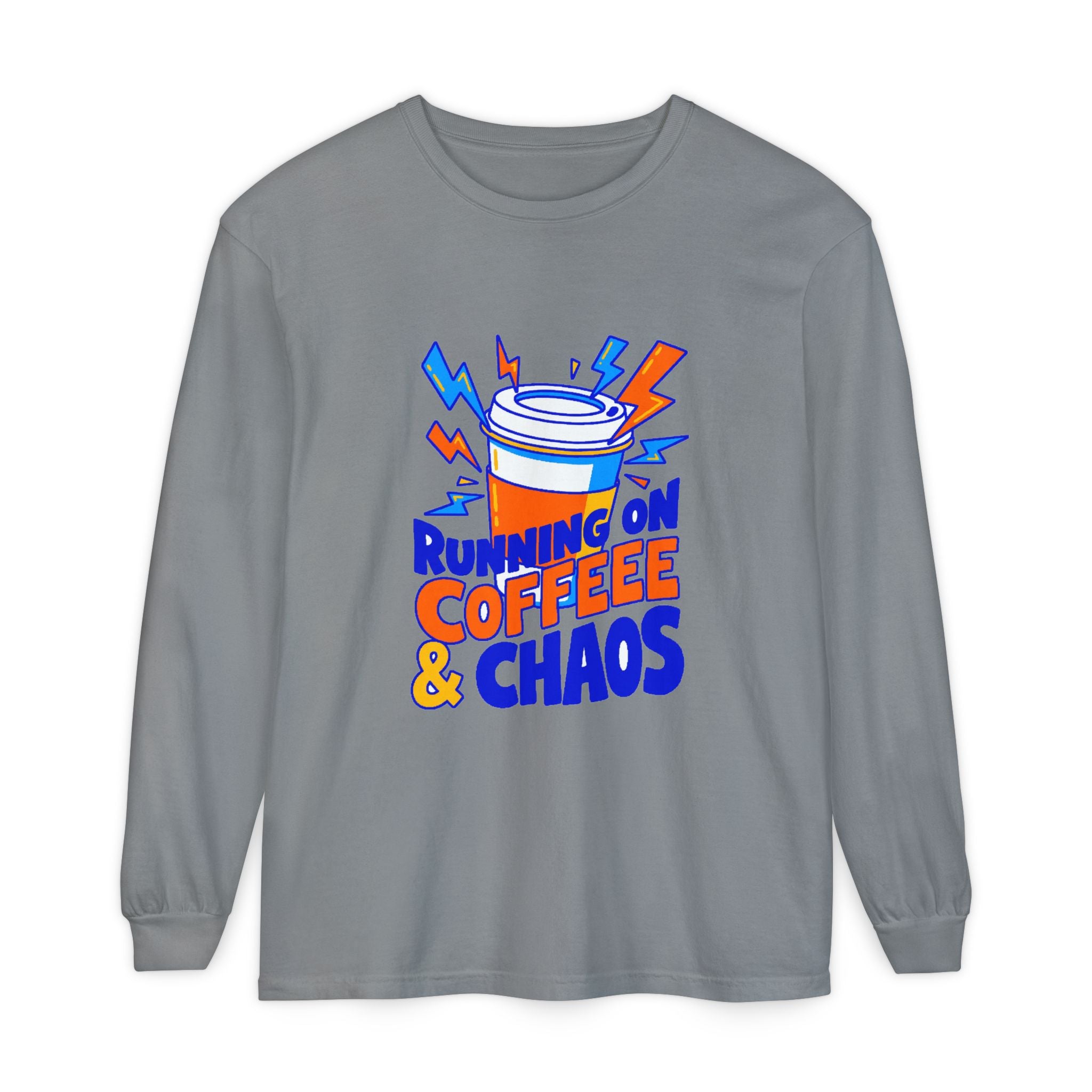 Funny Coffee Long Sleeve | Running on Coffee & Chaos