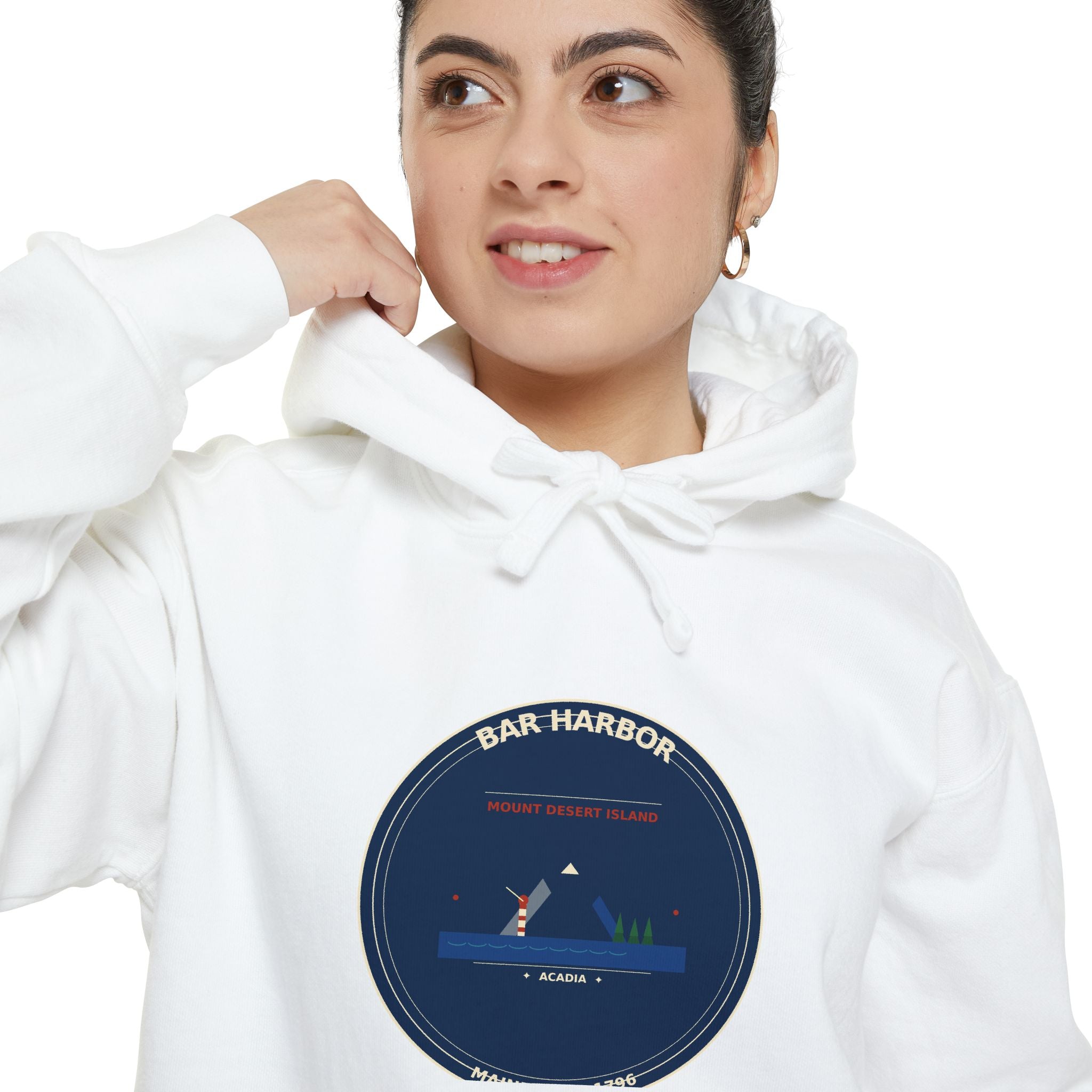 Bar Harbor Maine Hoodie | Acadia Vintage Badge Pullover
