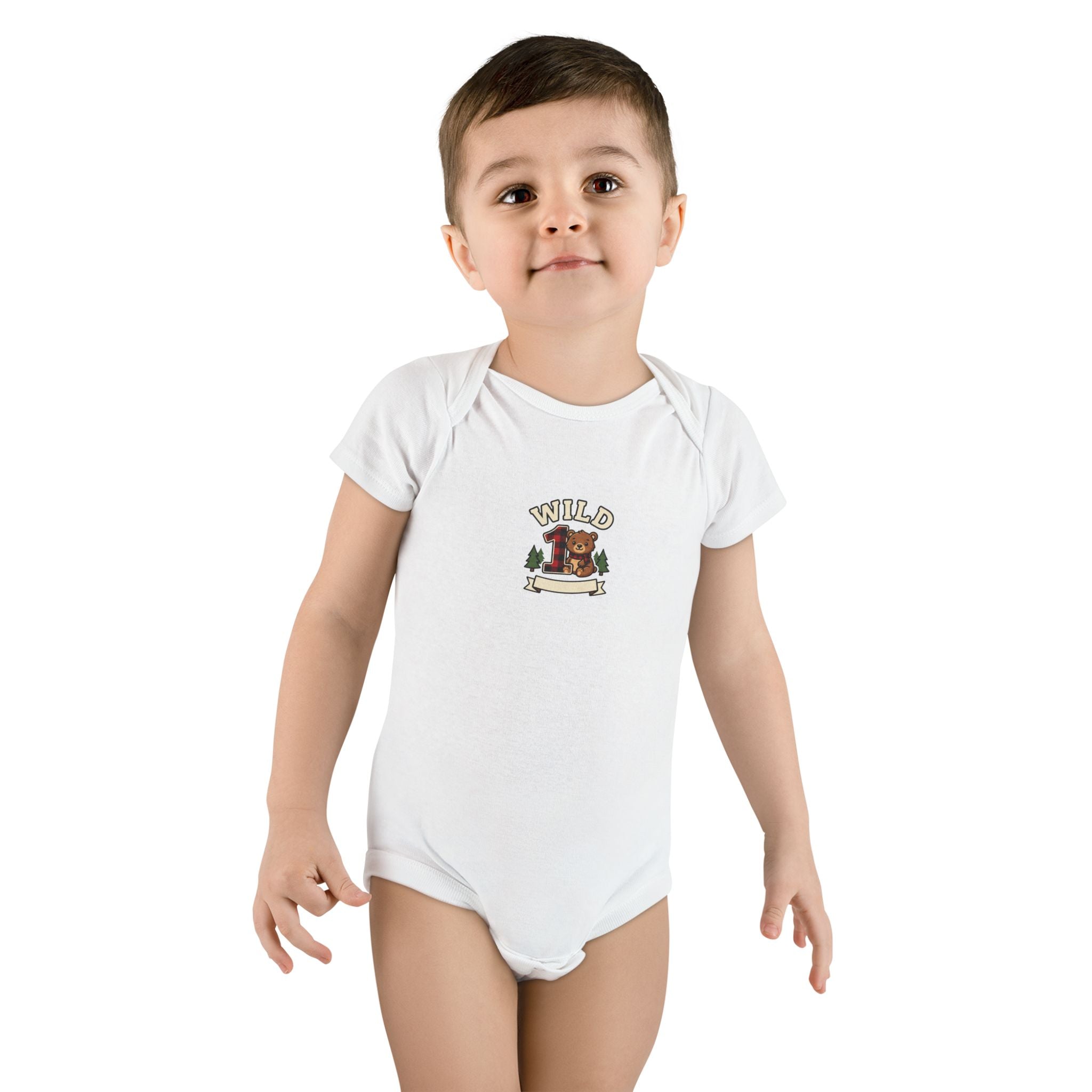Wild One 1st Birthday Baby Bodysuit Plaid Bear Outfit