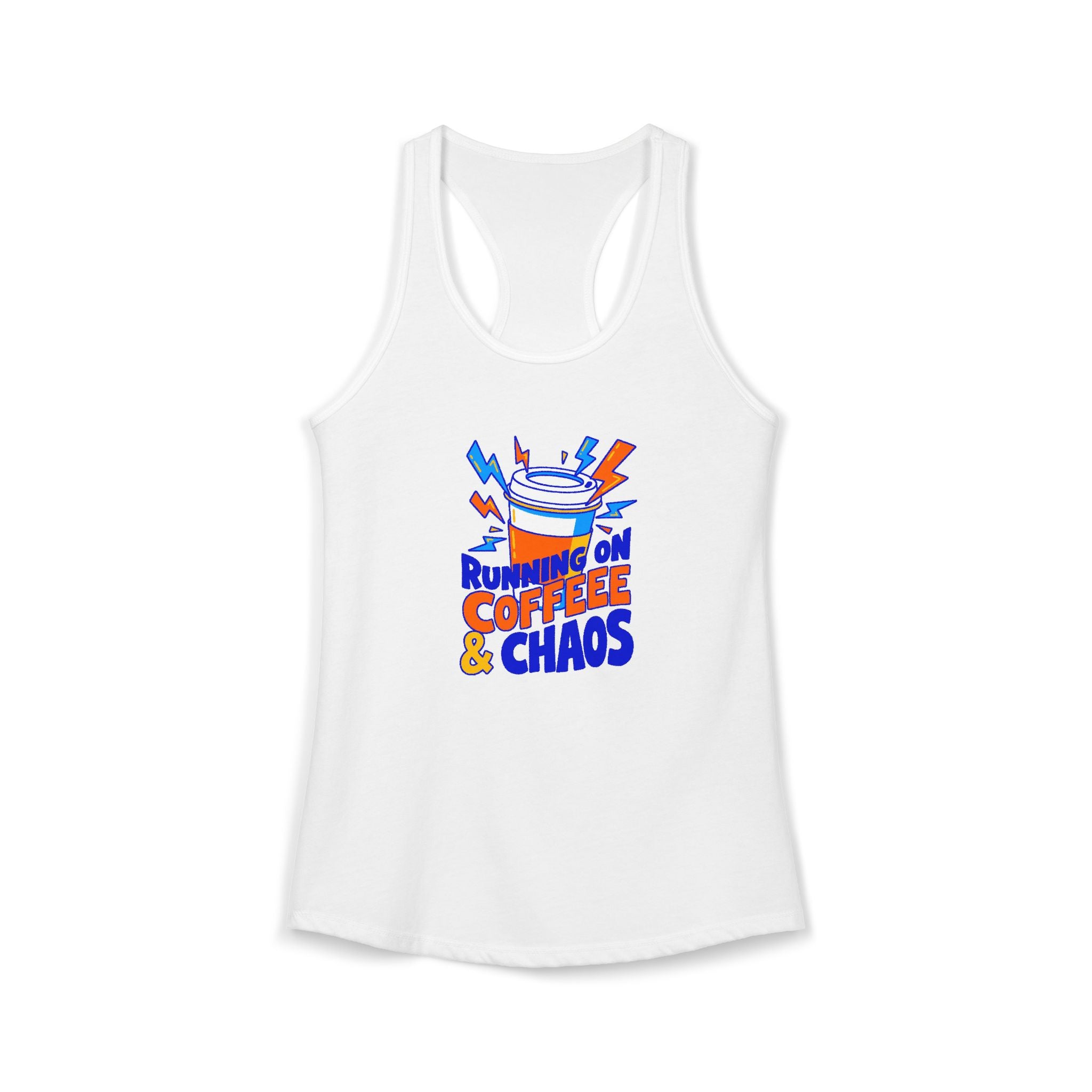 Running on Coffee & Chaos Women's Racerback Tank | Funny Coffee Lover Tank Top