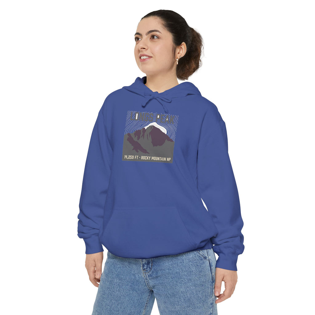 Longs Peak Colorado 14er hoodie, 14,259 ft Rocky Mountain National Park summit badge, alternate product view