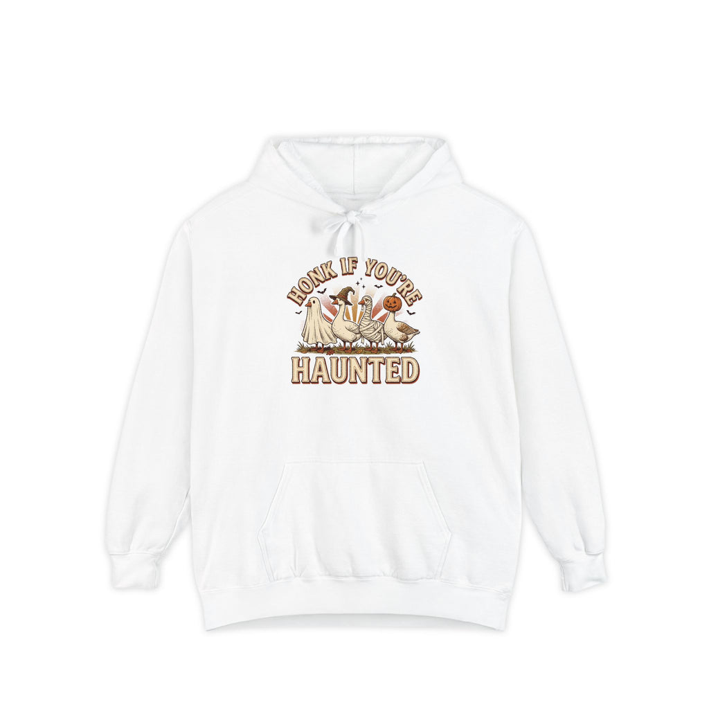 Funny Halloween Hoodie | Honk If You're Haunted Goose Art | Comfort Colors Garment Dyed