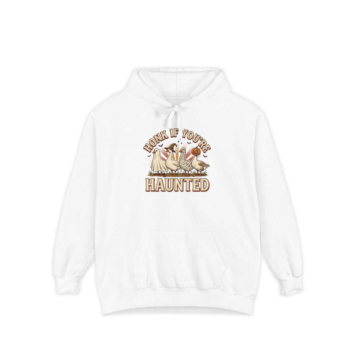 Funny Halloween Hoodie | Honk If You're Haunted Goose Art | Comfort Colors Garment Dyed