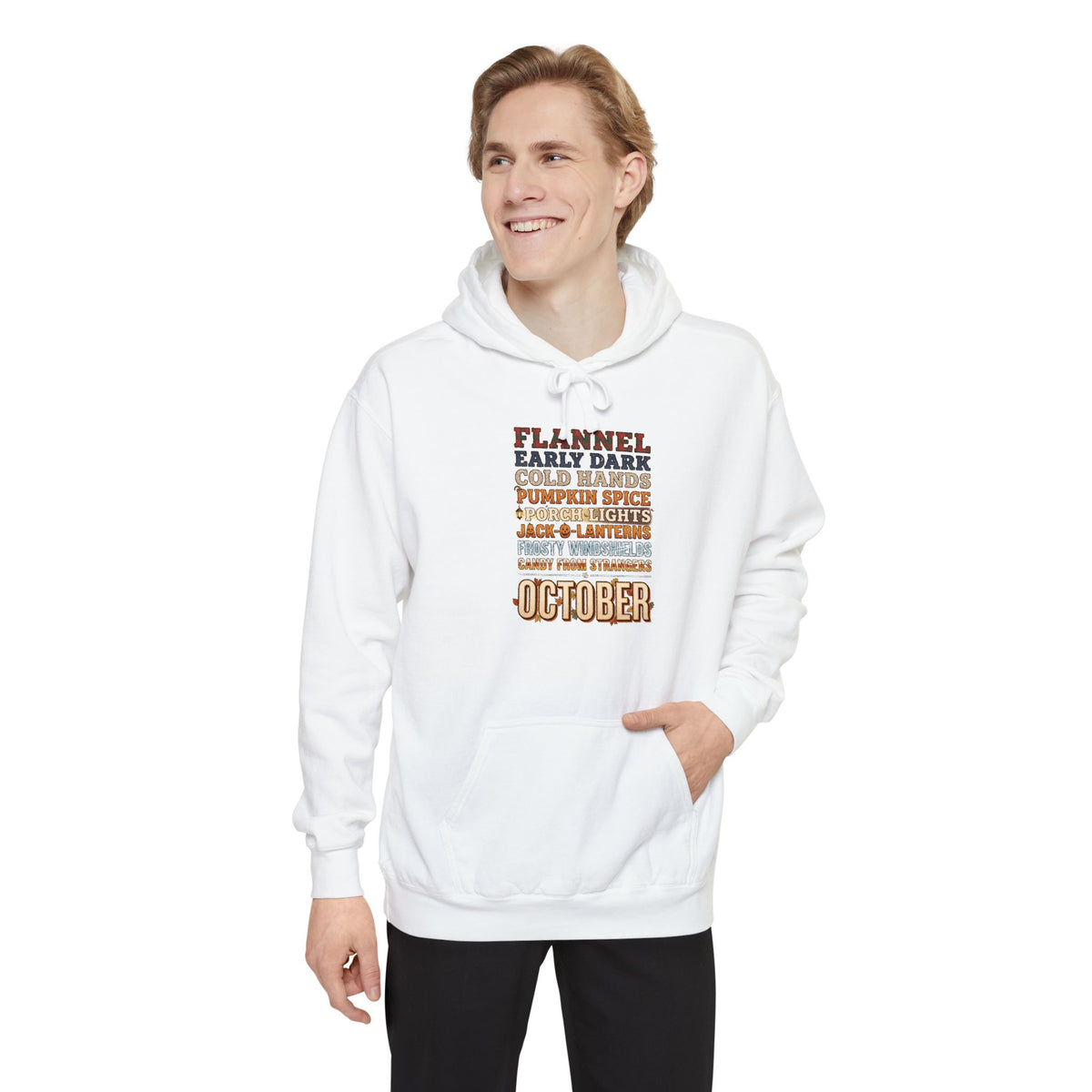 October Hoodie | Flannel Early Dark Cold Hands Fall List | Comfort Colors Garment Dyed