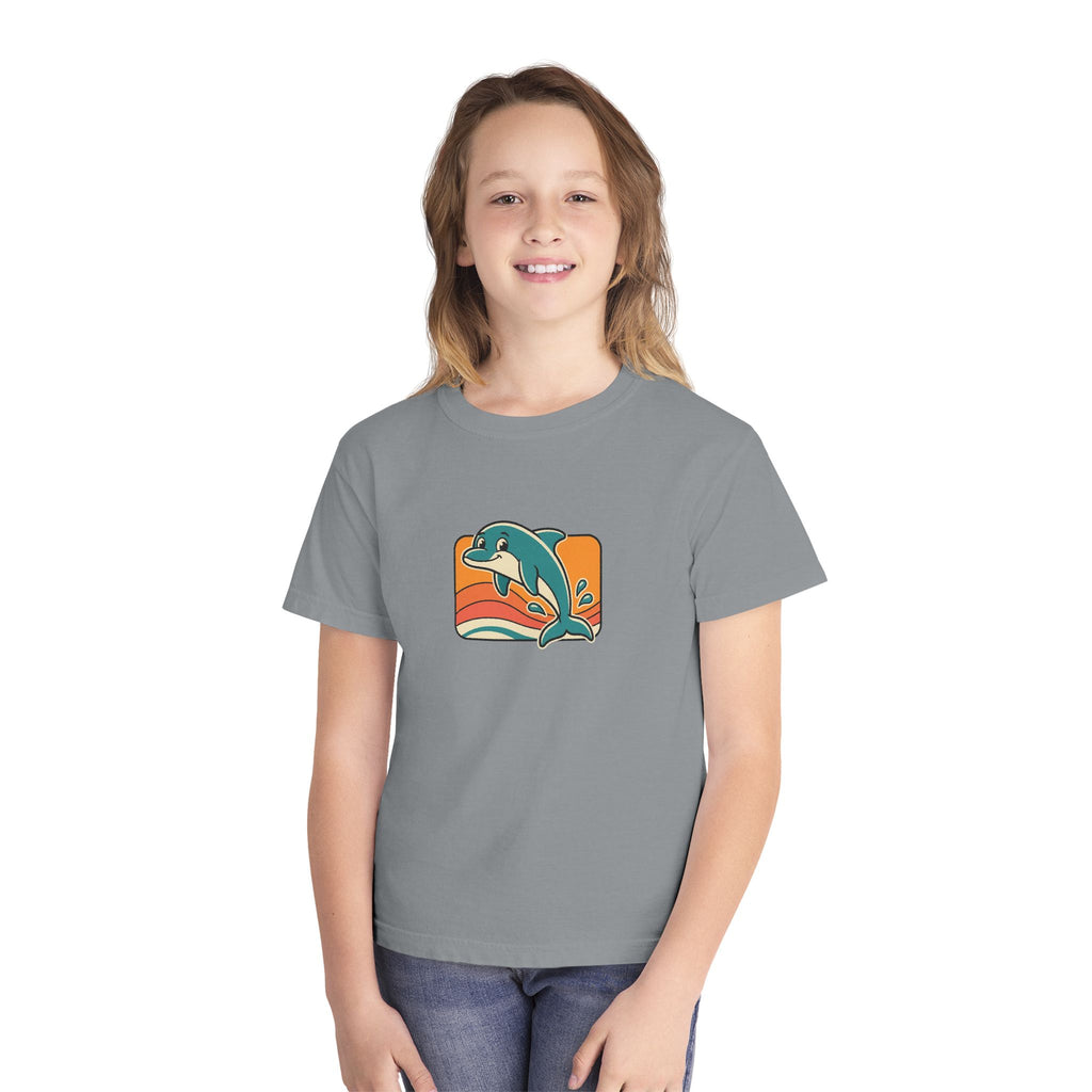 Dolphin Youth Shirt Retro Sunset Comfort Colors Beach Tee