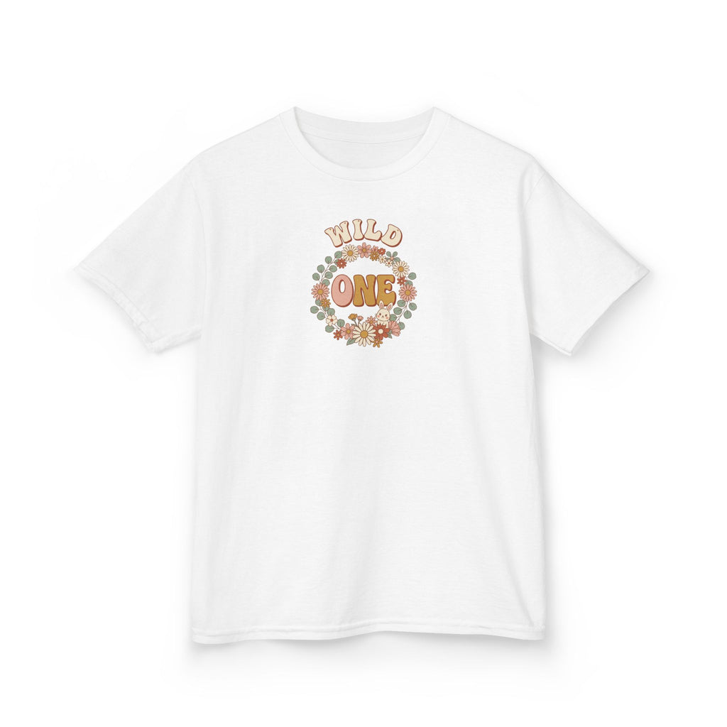 Wild One 1st Birthday Shirt Boho Floral Bunny Kids Tee