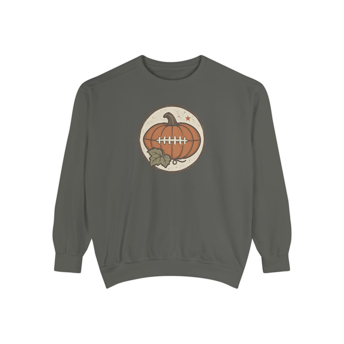 Pumpkin Football Crewneck Sweatshirt | Vintage Fall Saturday Tailgate Art | Comfort Colors Garment Dyed