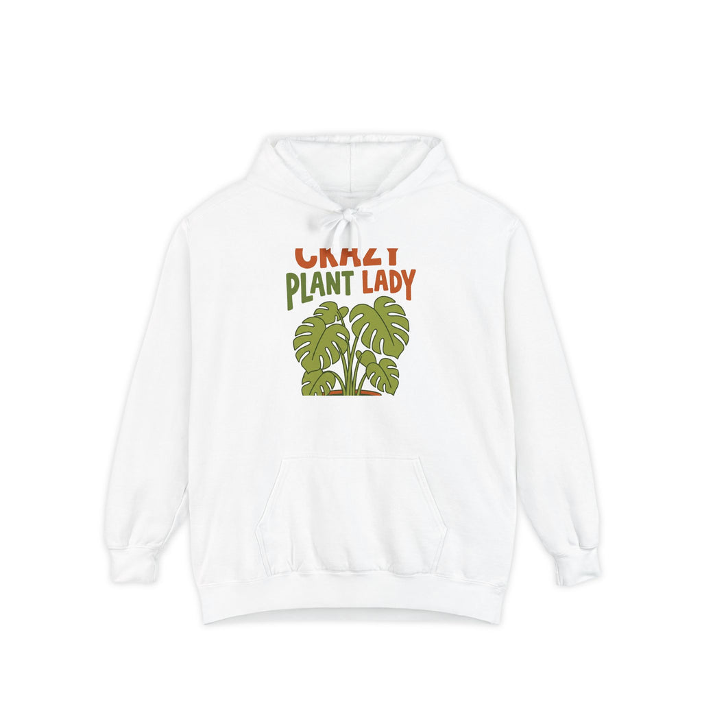 Crazy Plant Lady hoodie — retro smiling monstera plant mom sweatshirt