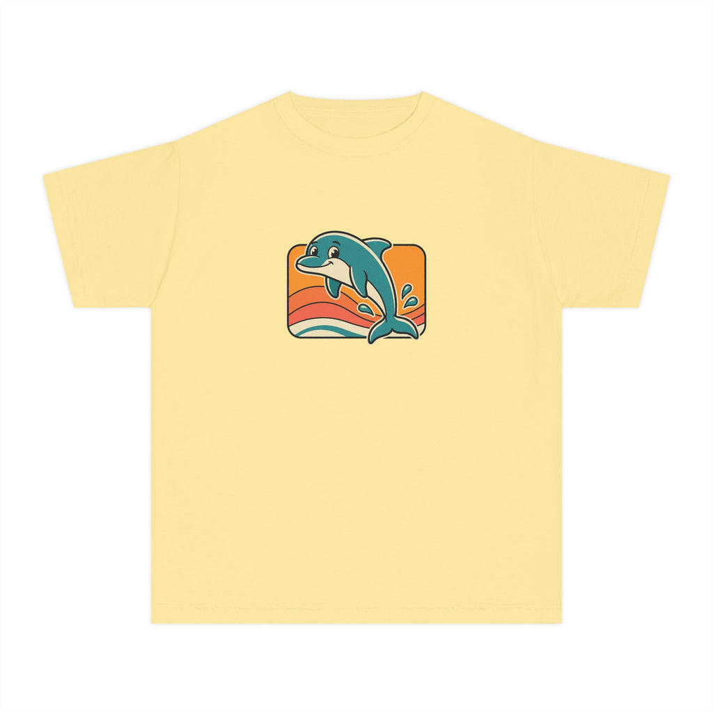 Dolphin Youth Shirt Retro Sunset Comfort Colors Beach Tee