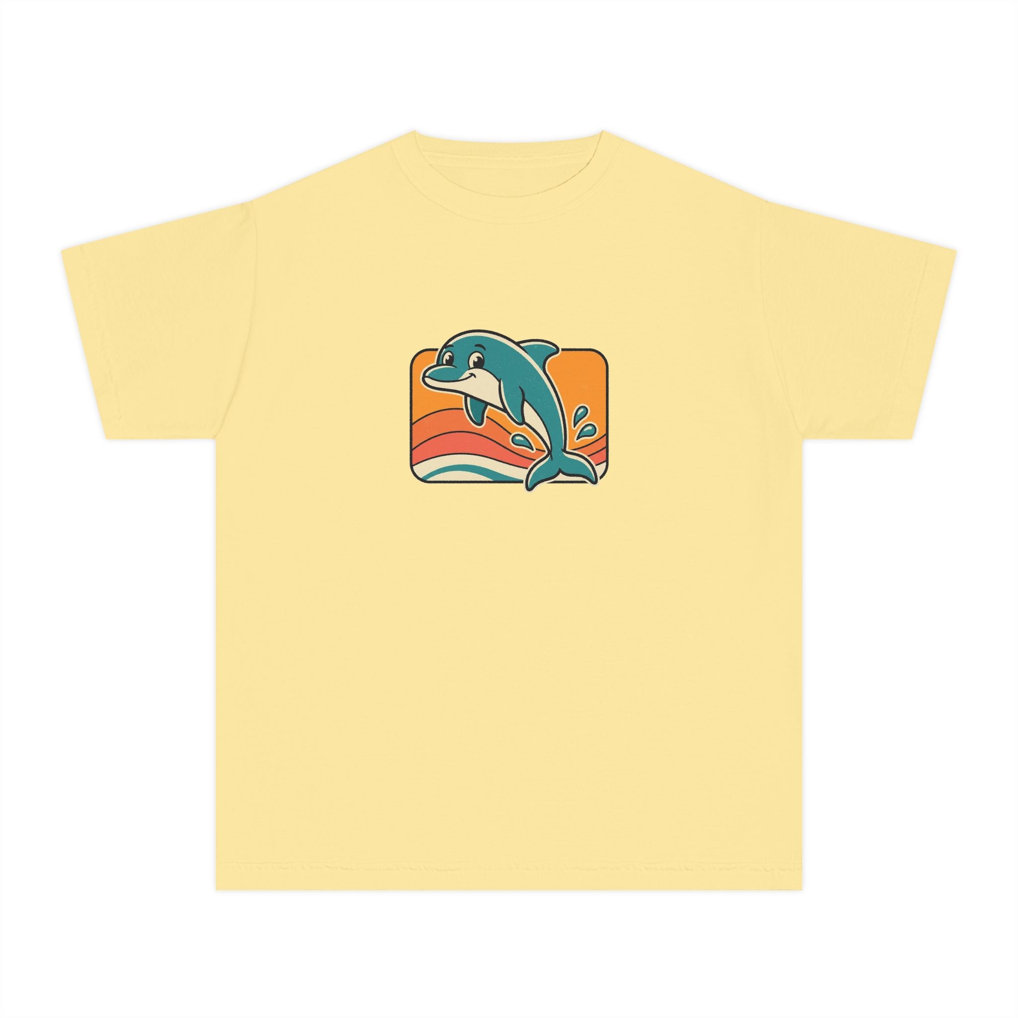 Dolphin Youth Shirt Retro Sunset Comfort Colors Beach Tee